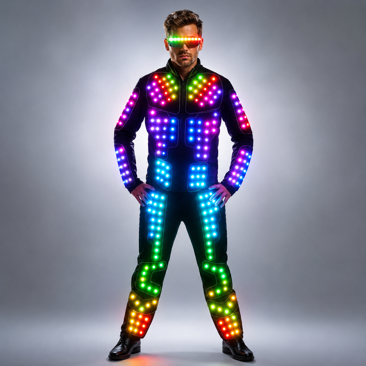 フルカラー LED ロボットスーツステージダンス衣装トロン RGB ライトアップステージスーツ衣装ジャケットコート