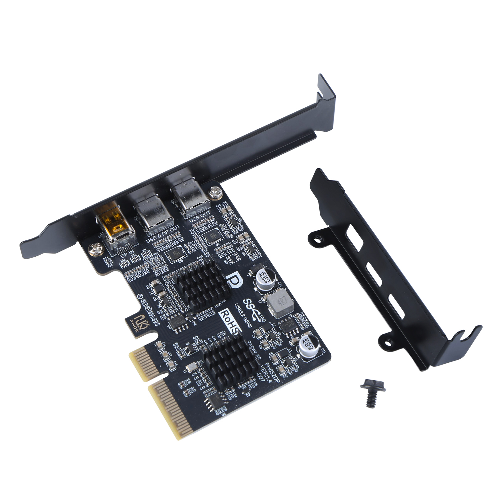 10Gbps PCIe - USB 3.2 Gen 2ハブカード PCI-E X4 X8 X16 - Type-C拡張カード デュアルUSB-C DPビデオポート デスクトップドッキングステーション