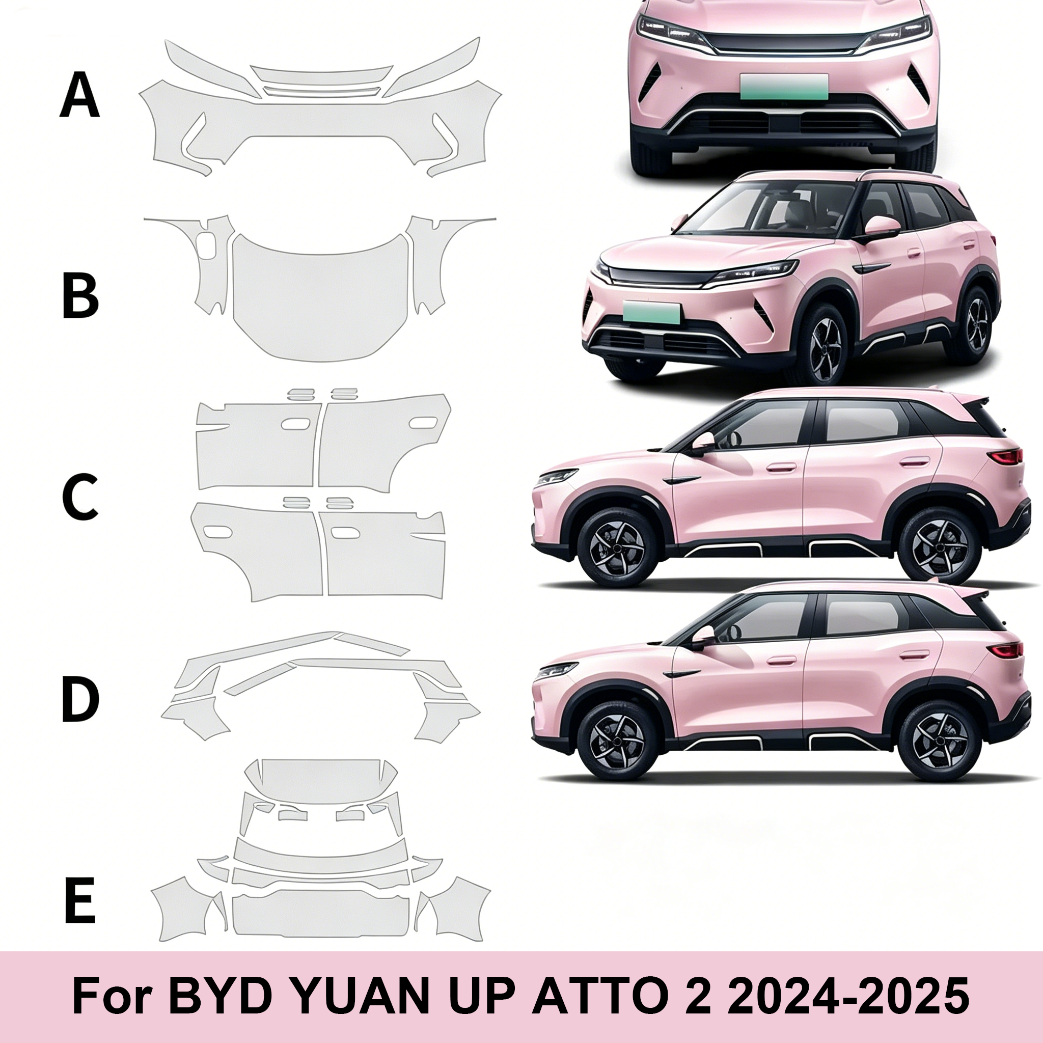 BYD YUAN UP ATTO 2 2024-2025 8.5MIL 透明 TPU 車体フィルム車の保護フィルムクリアプレカット PPF 傷つきにくい