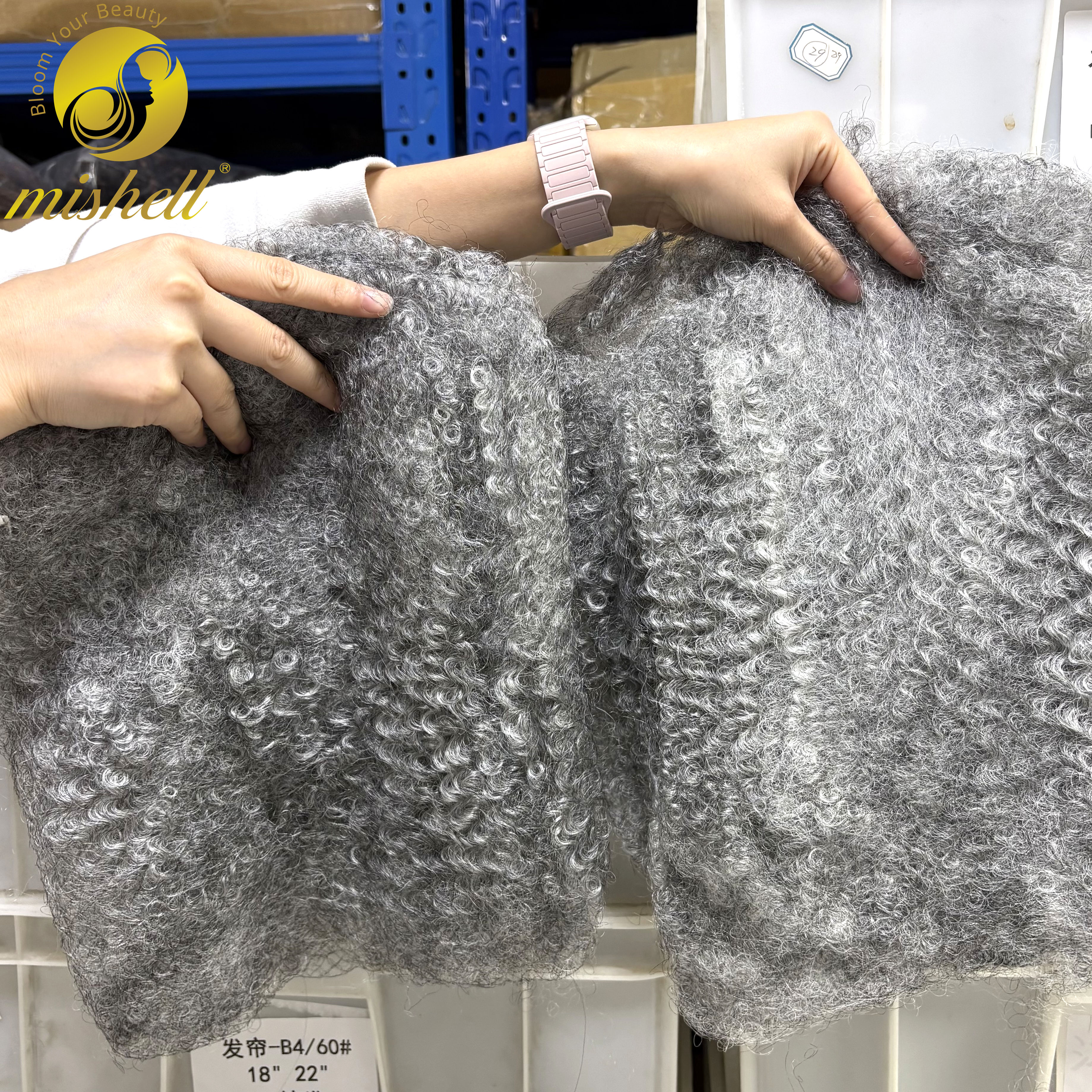 グレーカラー 4C アフロ変態バルク人毛 50 グラム/パックドレッドヘアエクステンション Loc 修理編組ツイストタイトなアフロ変態人間の髪