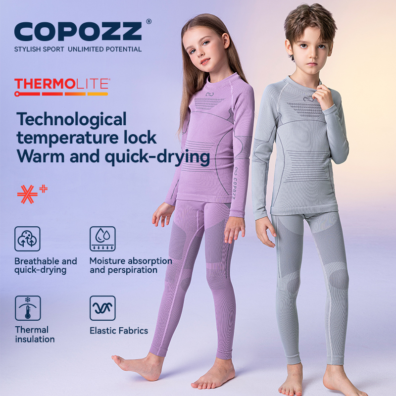 COPOZZ 子供冬スキーサーマル下着セット少年少女暖かい通気性サーモ下着ジョンズサーモ下着子供のための