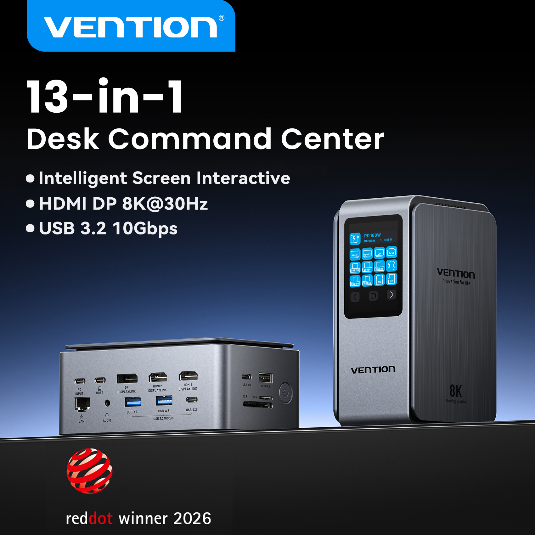 Vention スマートスクリーン 13 in 1 8K@30Hz USB C MST ドッキングステーションハブ トリプルモニター USB 3.2 10Gbps MacBook Pro Windows ラップトップ用