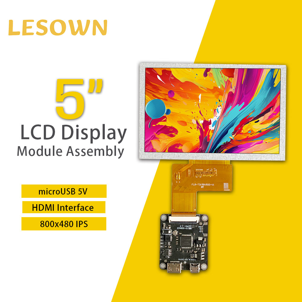 LESOWN 5 インチ LCD スクリーン 800x480 HD IPS TTL 40PIN HDMI 互換小型ミニディスプレイモジュール、カメラ PC 用コントロールボード付き