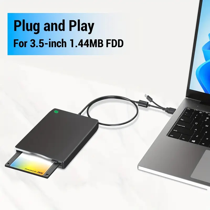 フロッピーディスクドライブ、ポータブルUSB Type-C 3.5インチフロッピーディスク外部ドライブ、1.44MB FDDディスクドライブ、ラップトップデスクトップと互換性あり