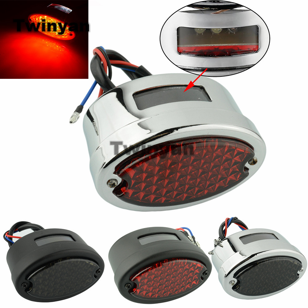 オートバイ LED テールライトキャットアイリアブレーキストップライトナンバープレートランプハーレーチョッパーボバーカスタムカフェレーサースポーツスター