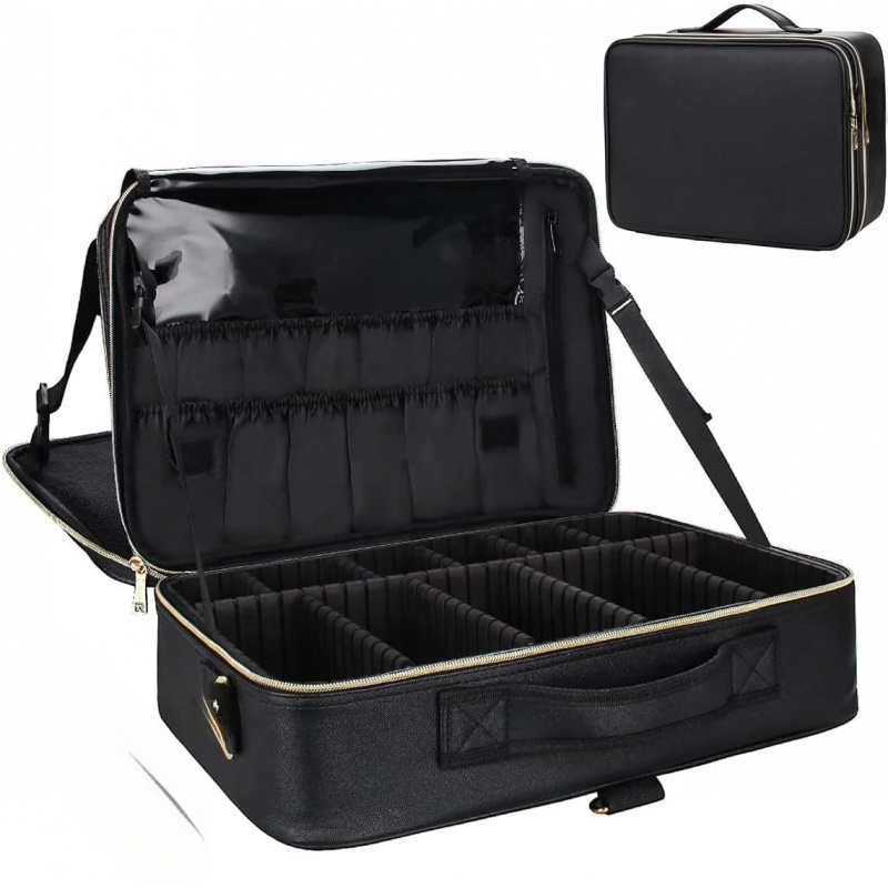 Large-Capacity Waterproof Travel Makeup Bag Three-Layer Cosmetic Storage Case for Makeup Artists Professional Organizer Box