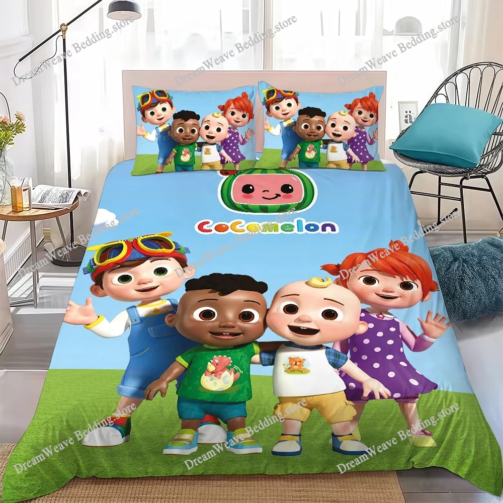 ハッピーチルドレン C-CoComelonS 布団カバーセットホームスタイル寝具ソフトランドリーコットンベッド学生寮ギフト