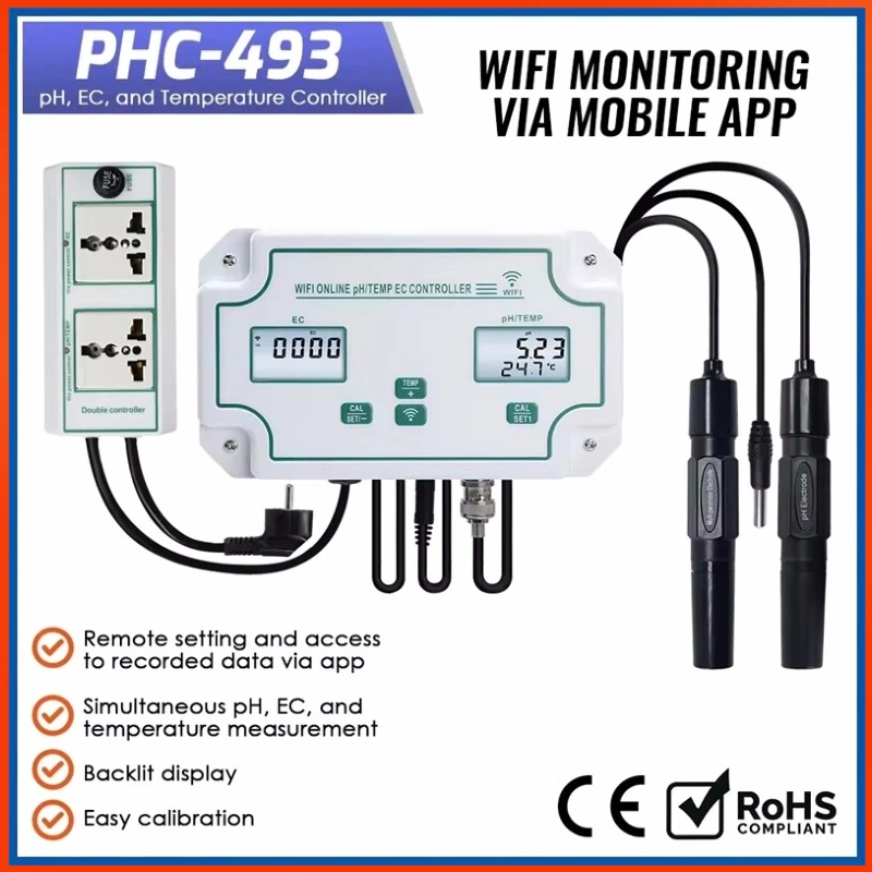 GA Tuya Wifi 3-in-1 水槽用 pHコントローラー EC 温度計 水質モニタリングシステム 水質テスター プール 魚池用
