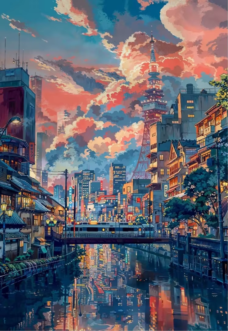500/1000/2000 個のジグソーパズル日本アニメ東京の街路都市風景家族アクティビティゲームゲームルーム寝室の家の装飾