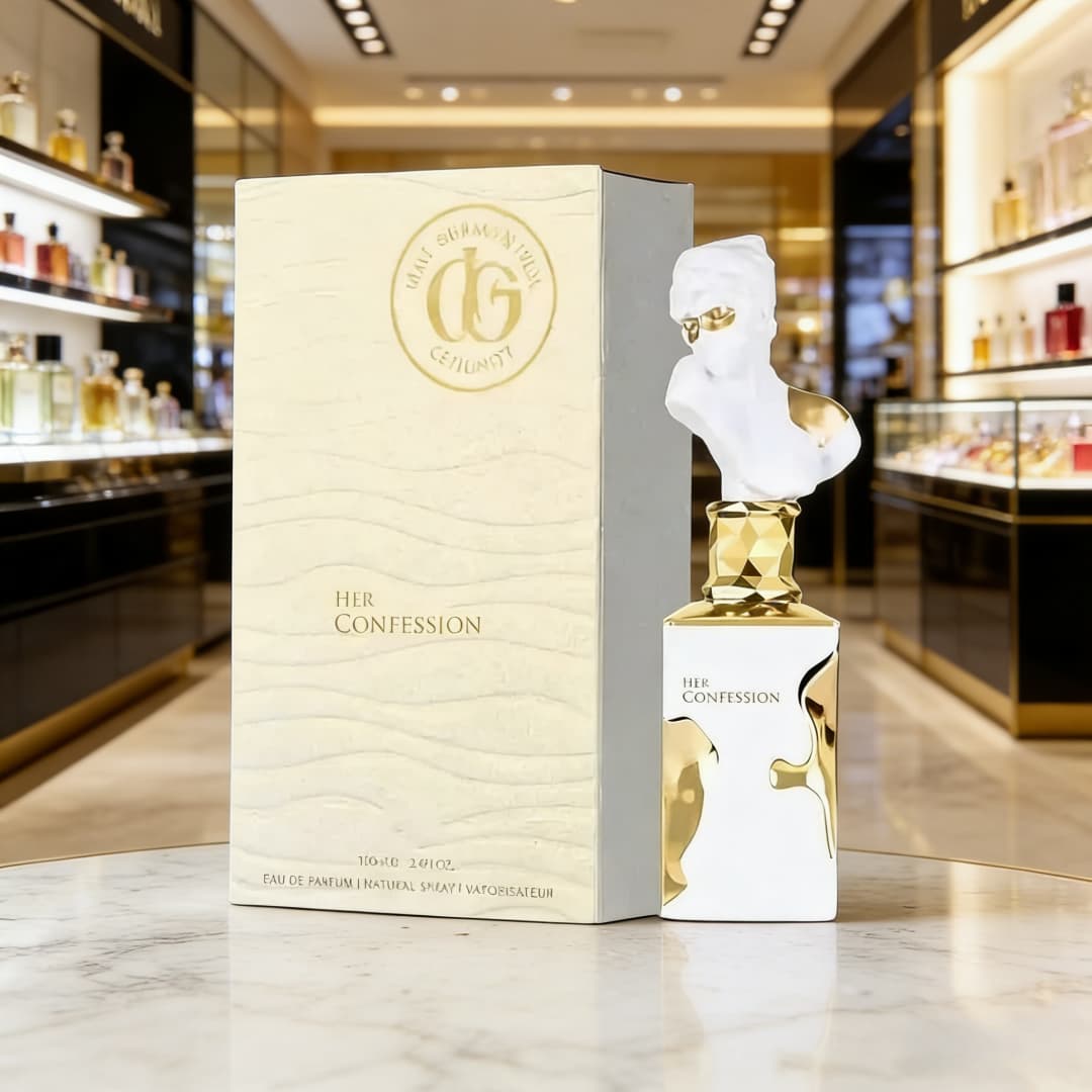 「Her Confession」オードパルファム (100ml / 3.4 fl. oz.) は、ローズとジャスミンの優しい花のブレンドが特徴です。彫刻的なポートレートスタイルのボトルに収められており、エレガンスな甘く若々しい香りが漂います。