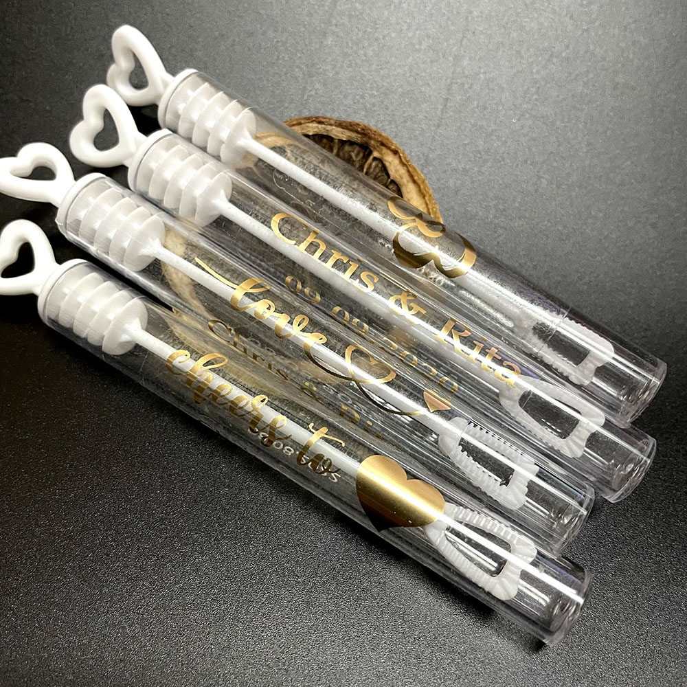 100 個パーソナライズされた結婚式の好意スティックゴールドカラー結婚式バブルラベルカスタム透明ステッカー、