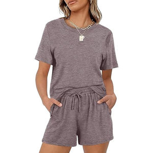 Women's Summer Casual Athletic Shorts Set: Spandex/Polyester, Solid Color, Stretch Waist, Breathable, Quick-Dry Loungewear