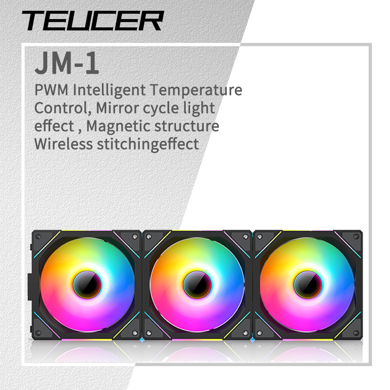 TEUCER JM-1 PC冷却ケースファン ARGBミラーサイクルライトエフェクト ワイヤレスステッチング PWM水冷 360mm CPUクーラーファン