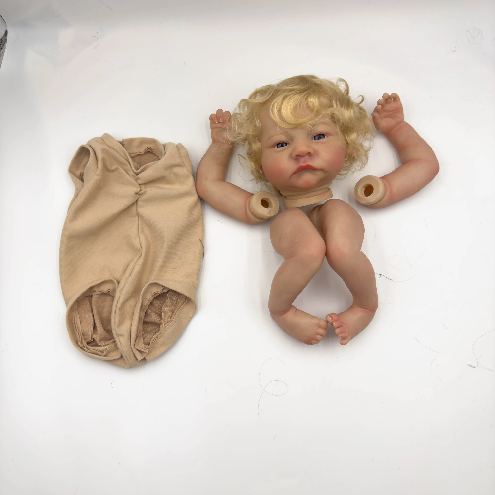 18インチ リボーンドールキット リヴァイ 覚醒 金色の髪 3Dスキン リアルな赤ちゃんリボーンドールパーツ 布ボディ付属 ベベリボーンキット