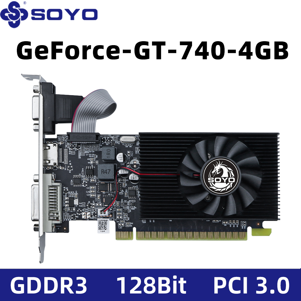 SOYO GT740 4GB グラフィックカード GDDR5 128ビット HDMI DVI VGA PCI-E 3.0 Geforce GPU Gt 740 ゲーミングビデオカード デスクトップビデオカード