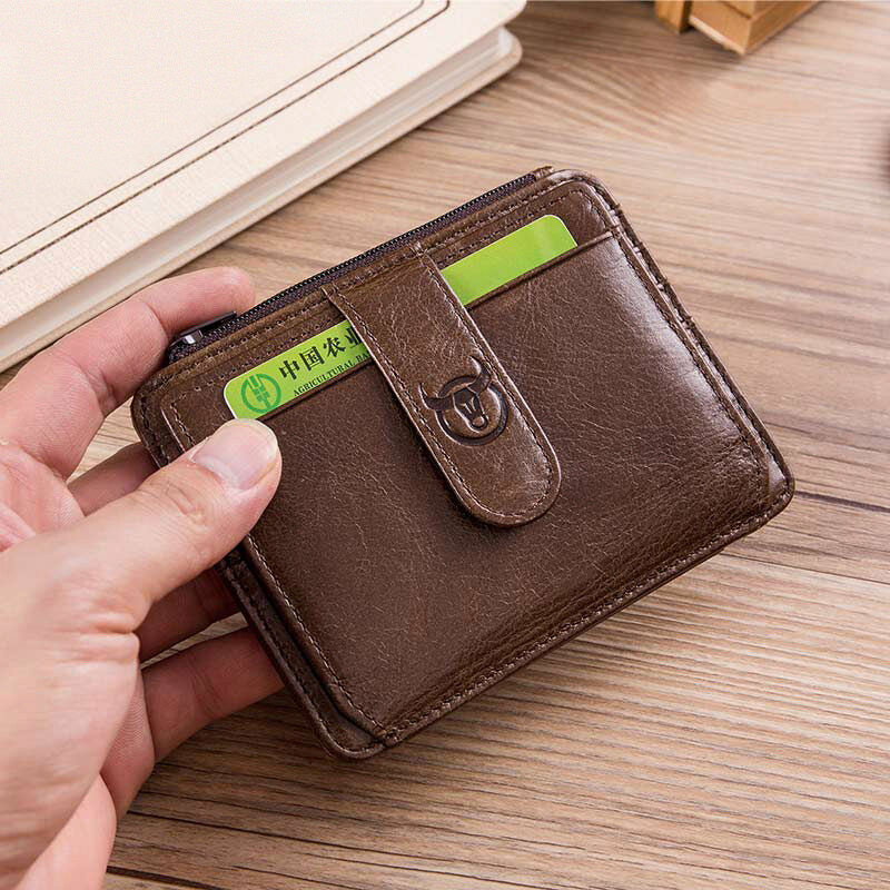 本革 RFID ブロッキングジッパーカードホルダー薄型 ID クレジットカート財布ミニスリムウォレットカード