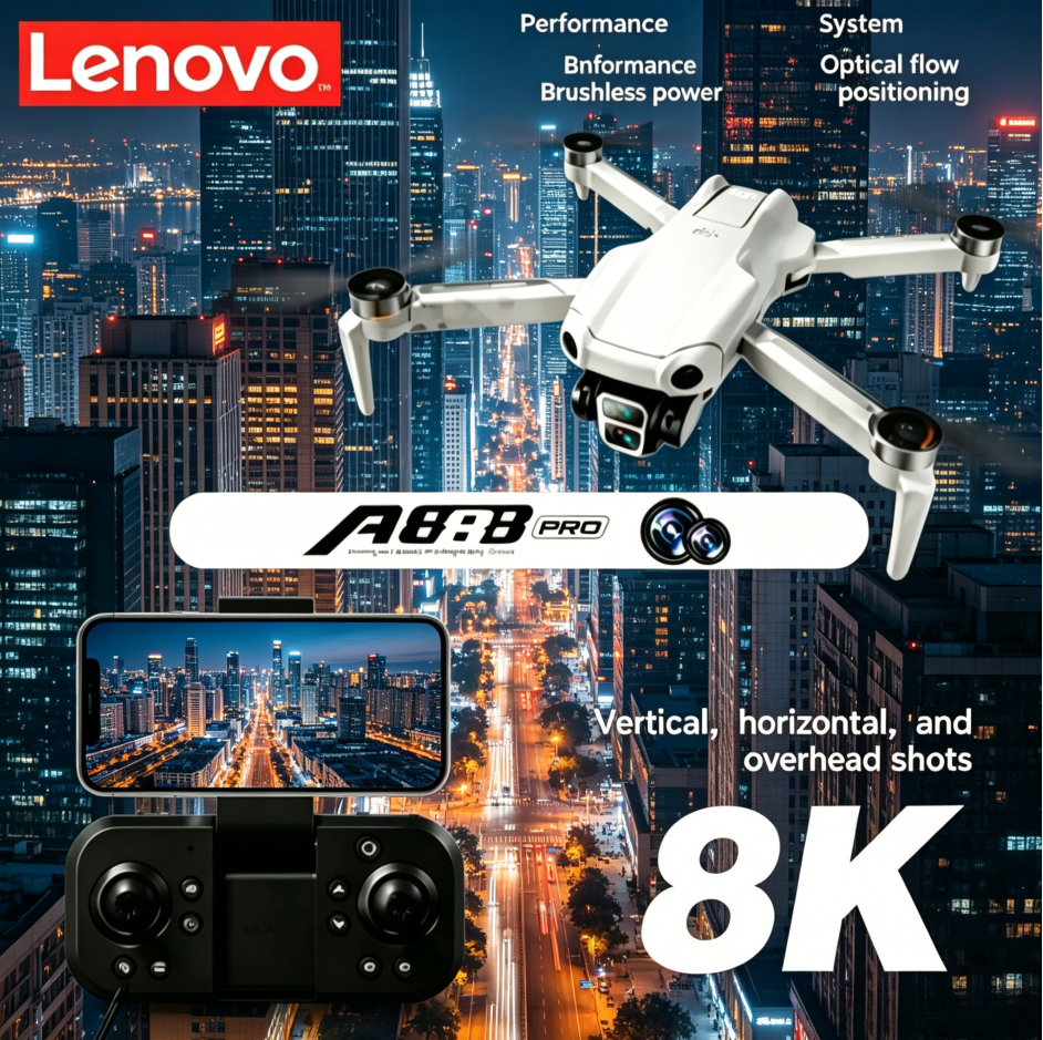 レノボ A888 RC ドローン 8K HD デュアルカメラ 5G WIFI FPV スクリーンリモコンブラシレスモーター障害物回避折りたたみ式クアッドコプター