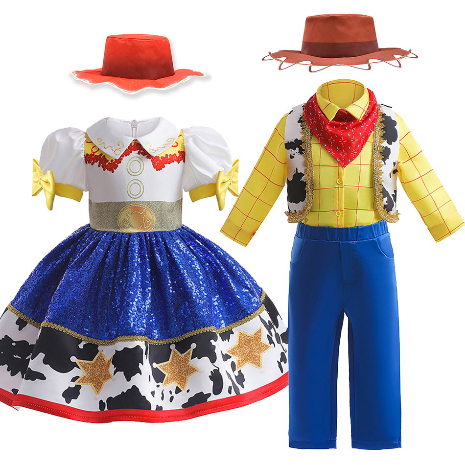 ハロウィンおもちゃウッディドレスアップ衣装男の子女の子ジェシーコスプレドレスカーニバルパーティーファンシーセット子供ステージパフォーマンス衣装