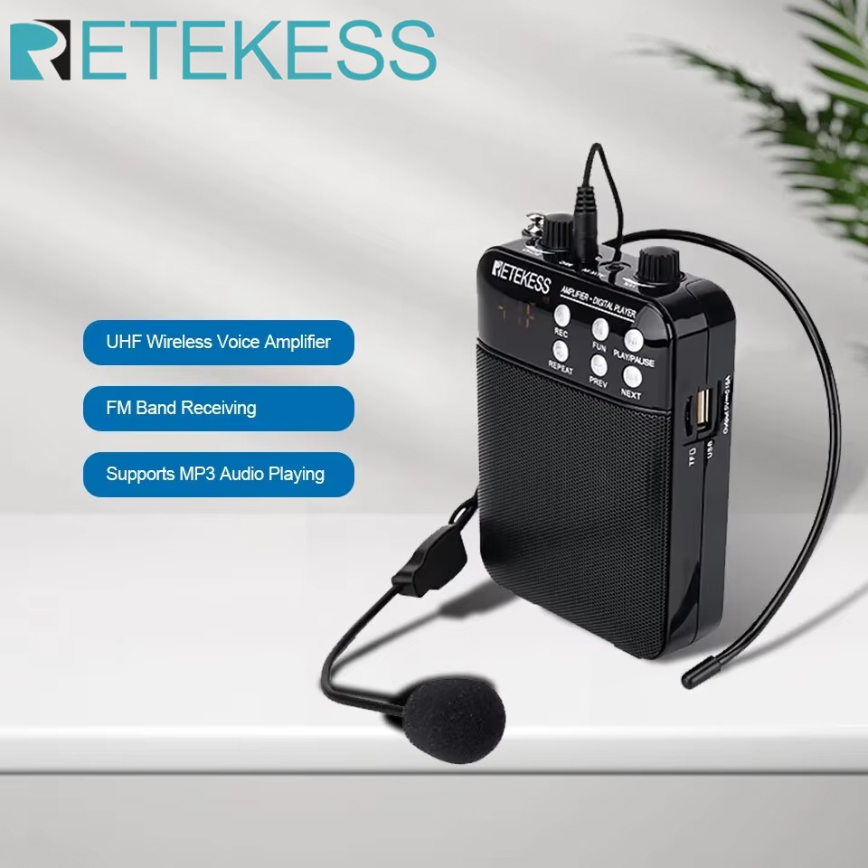 Retekess TR619 メガホン ポータブル 3 ワット FM 録音音声アンプ教師マイク スピーカー Mp3 プレーヤー FM ラジオ ツアーガイド用