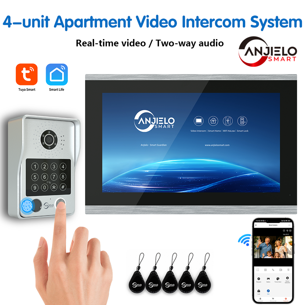 ANZIELO Tuya 4 線式 1080P ビデオ インターホン ドアベル IC カード付き