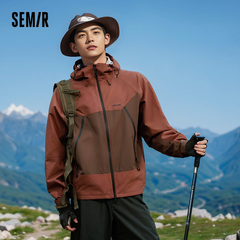 Semir 男性ジャケット防水防風防汚フード付き屋外クリップジャケットラグランスリーブ旅行アウター 2026