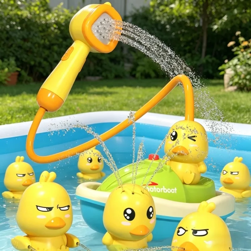 浴室浴槽水のおもちゃ電気ベビーアヒルスプレー水ボールおもちゃ幼児子供お風呂セット水ゲームバスアクセサリーキット