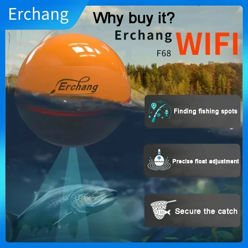 Erchang F68 WIFI 魚探 100 メートルワイヤレス釣りサウンダーエコーサウンダー検出ファインダー釣り湖海釣り IOS