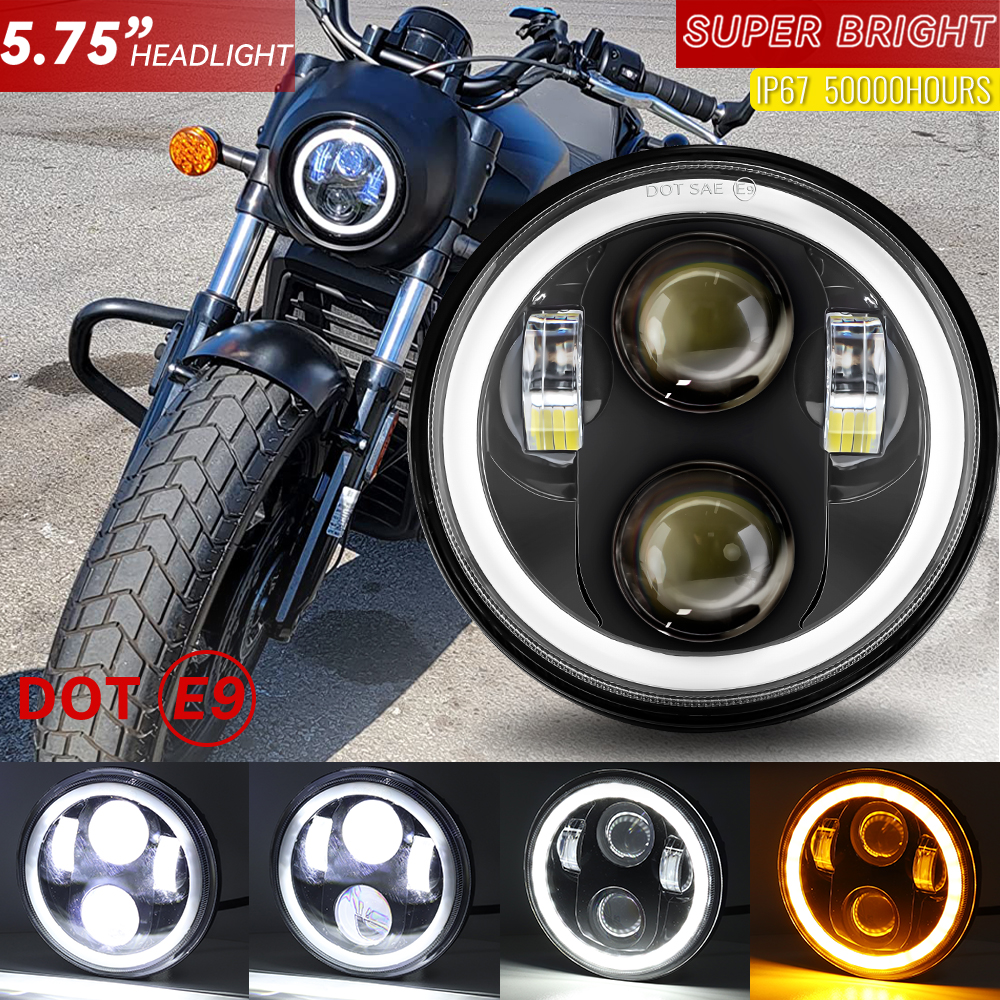5.75inch LED Headlight Motocycle For Harley Sportster 1200 883 Street 750 5-3/4" Projector Led Halo Angel Eyes Round Headlamp