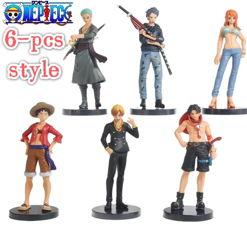 新しい 6 個アニメワンピースフィギュアモンキー・d・ルフィロロノア・ゾロサンジアクションモデルpvcデスクトップ像装飾コレクションおもちゃギフト