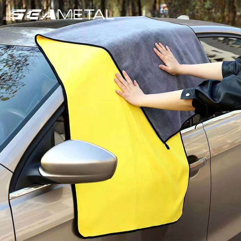 SEAMETAL 大サイズマイクロファイバータオル洗車タオル 160 × 60 センチメートル車全身クリーニングドライ/ウェット両用超吸収性ぞうきん