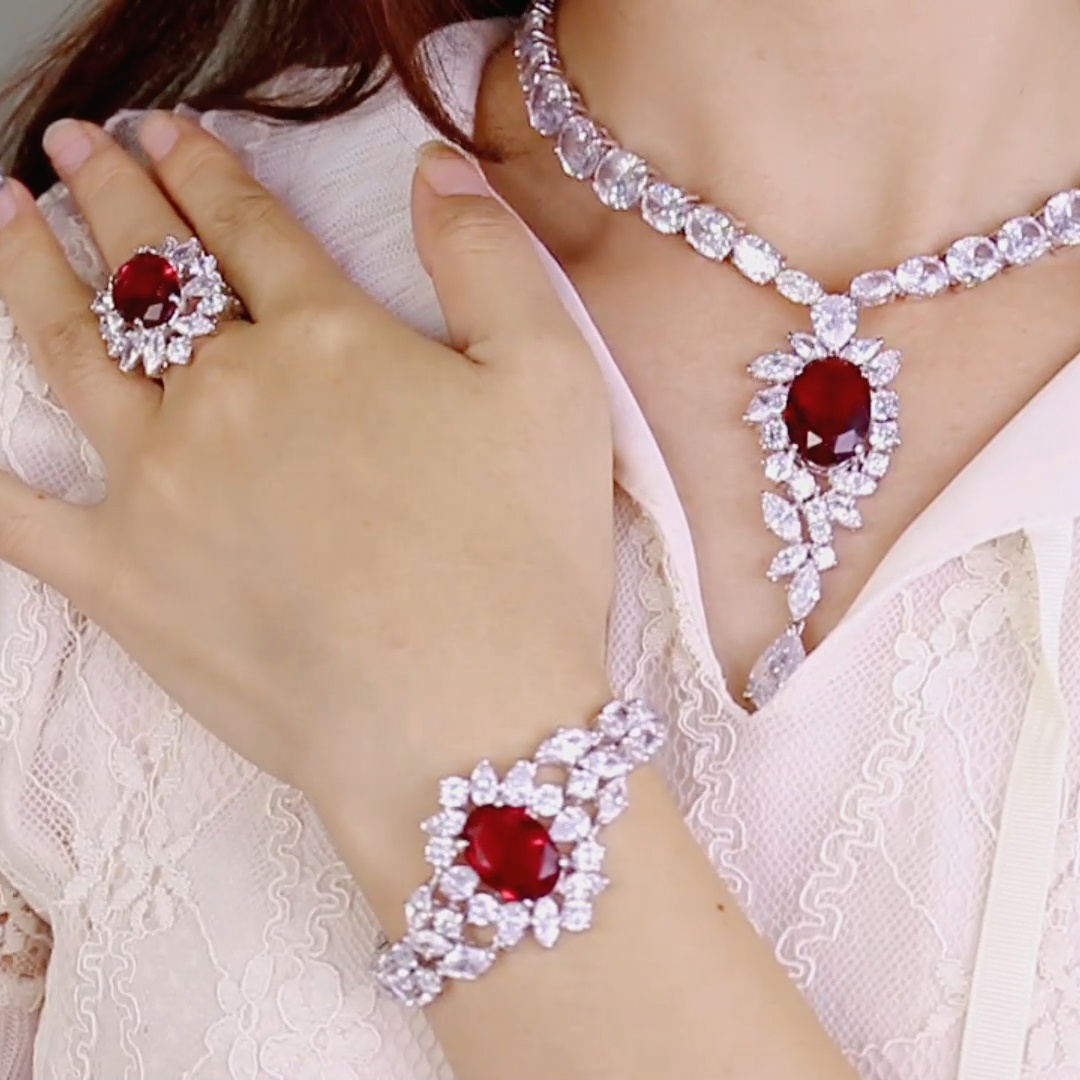 Bijoux ファイン ジュエリー セット ネックレス イヤリング リング ブレスレット Schmucksets 925 スターリングシルバー ジュエリー セット ブライダル ジュエリー セット