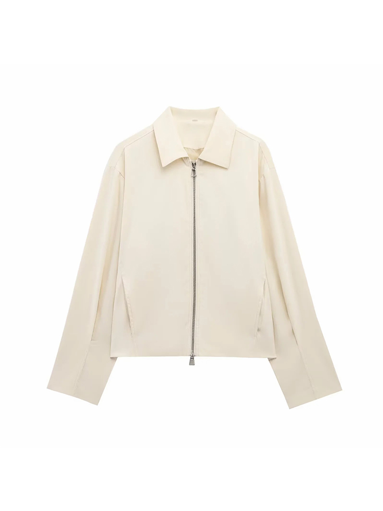 Women Fall Lapel Long Sleeve Zipper Jacket Women Outerwear For Casual Daily Wear Street Style Autumn Lady Jackets