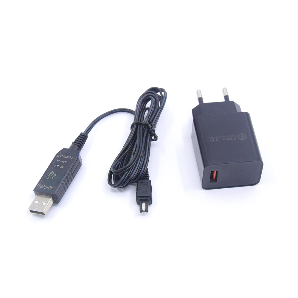 Adapter Charger+QC3.0 USB Power Cable For JVC Camecorders AP-V14 V15 V16 V18  AP-V19E AP-V19U AP-V20 V20E GR-DF430 DF450 MC200US