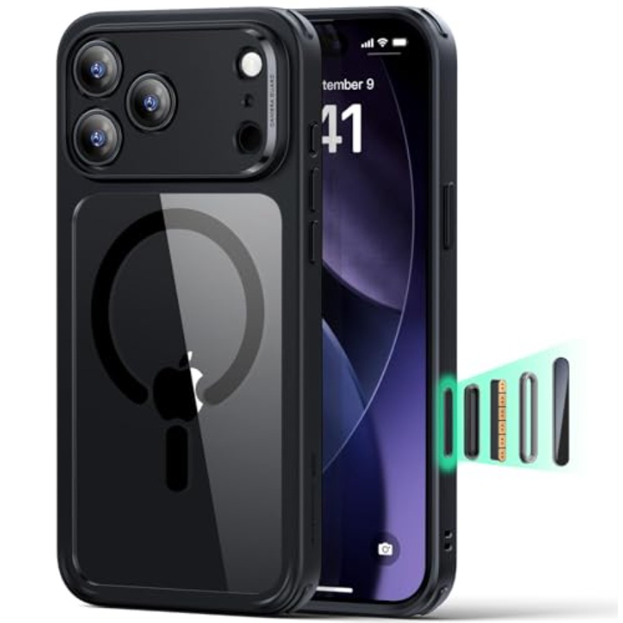 iPhone 17 Pro Max ケース、カメラコントロールカバー、MagSafe 対応、耐衝撃軍事グレード保護、磁気電話用