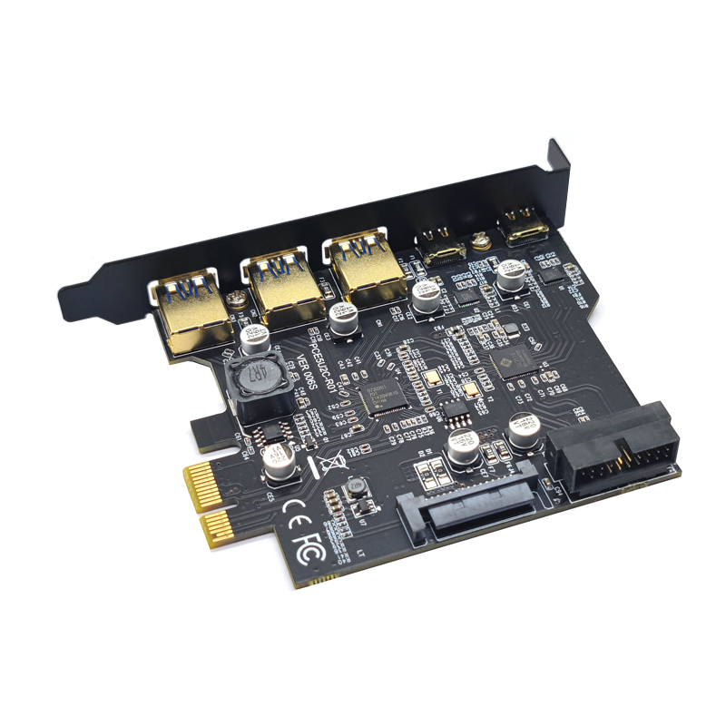 Type C USB 3.2 Gen1 PCIEカードハブ、USB 3.0 PCI Expressボード、PCI-E、PCI E USB 3アダプターマルチプライヤー、USB3 3.1コントローラーライザーカード