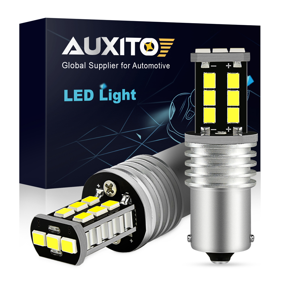 AUXITO 2Pcs P21W LED Canbus 1156 BA15S 7506 LED Bulb Car Reverse Light 1200LM Daytime Running Lamp Brake Tail Lights 6500K White