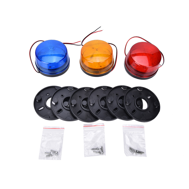 12V セキュリティアラーム ストロボ信号 安全警告 青/赤/オレンジ 点滅 LED ライト
