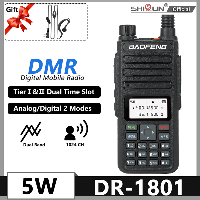 DR-1801 トランシーバー Baofeng DMR 双方向ラジオ デュアル バンド ティア I ティア II デュアル タイム スロット UHF デジタル ポスト ラジオ Voiturericetras