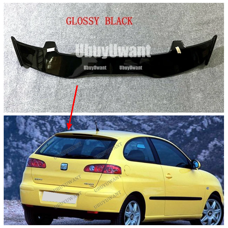 シートイビサ 6L キュプラ MK3 2 ドア 2004-2008 グロスブラックマクストンスタイル車のリアスポイラーキャップリアトランクルーフスポイラーチューニングトリム