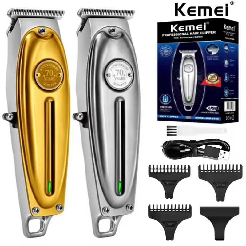 Kemei KM-1949 プロ電気理髪師フルメタルプロフェッショナルヘアトリマー男性用ひげバリカン仕上げヘアカット機