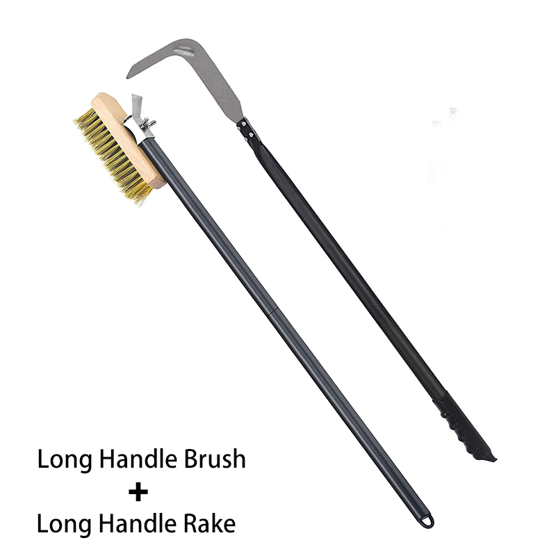 SHANGPEIXUAN 43 inch Long Handle Pizza Oven Copper Brush Scraper Grill Brass Professional Cleaning Brush with Aluminium Handle