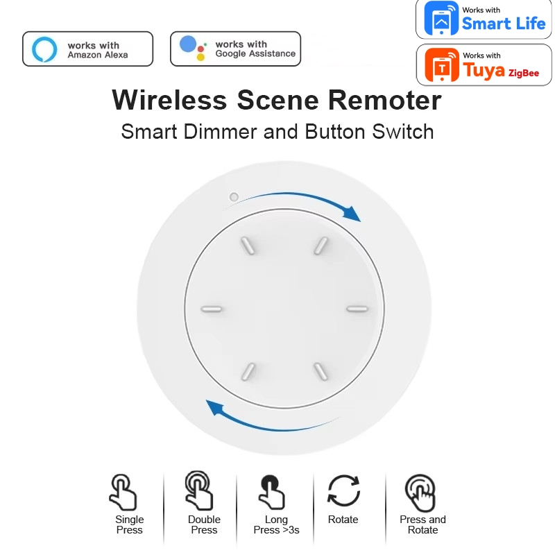 ZigBee スマートノブスイッチ調光器取り外し可能ワイヤレスシーンリンケージプッシュボタンライトオートメーションシナリオパネル Tuya スマート