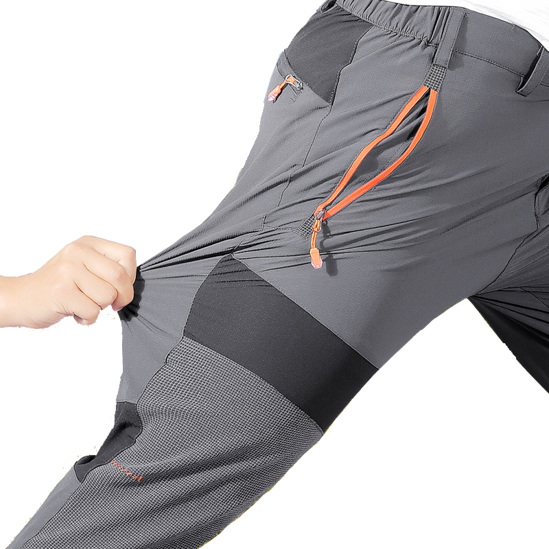 四面伸縮性速乾性パンツを備えたメンズ登山アウトドアパンツ、軽くて薄い夏用伸縮性通気性クイックドクター