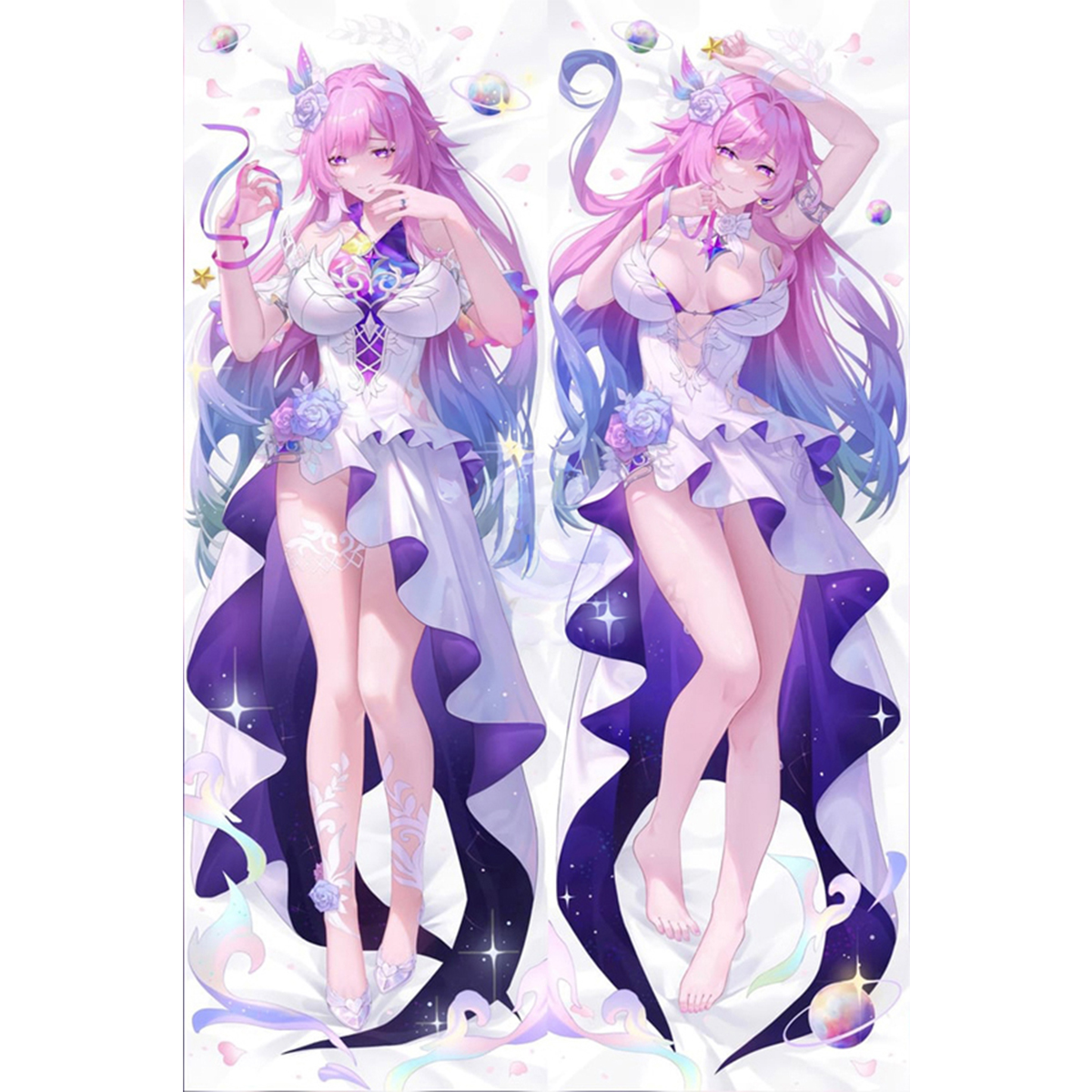 Mem ラージ抱き枕カバーアニメピンクの髪の女の子ロング抱き枕ケースカスタマイズされたプリント Waifu ギフト