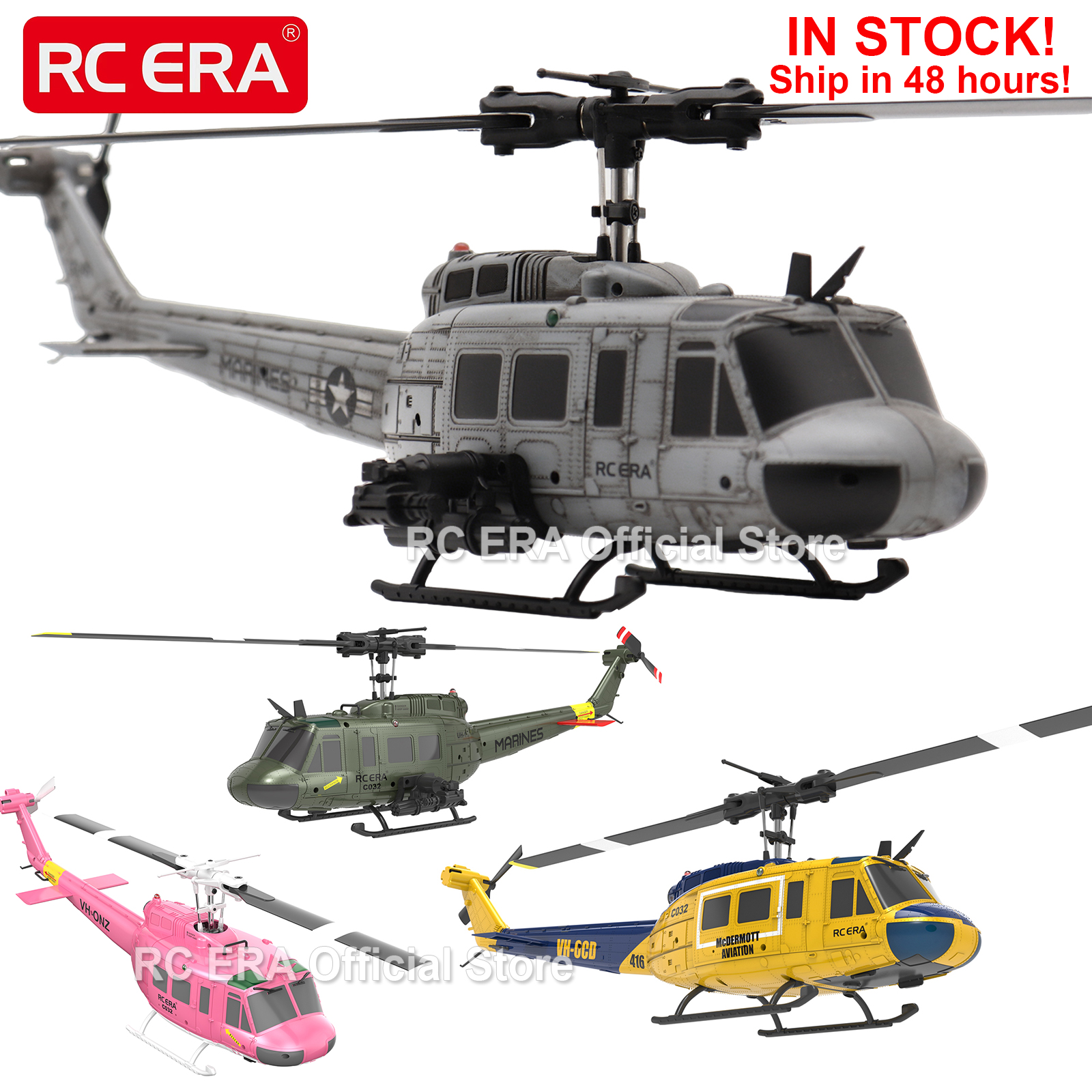 RC ERA 風化マリン C032 UH1Huey ワンクリック反転飛行 TOF オプティカルフロー ジャイロ安定化 RC ヘリコプター 大人用