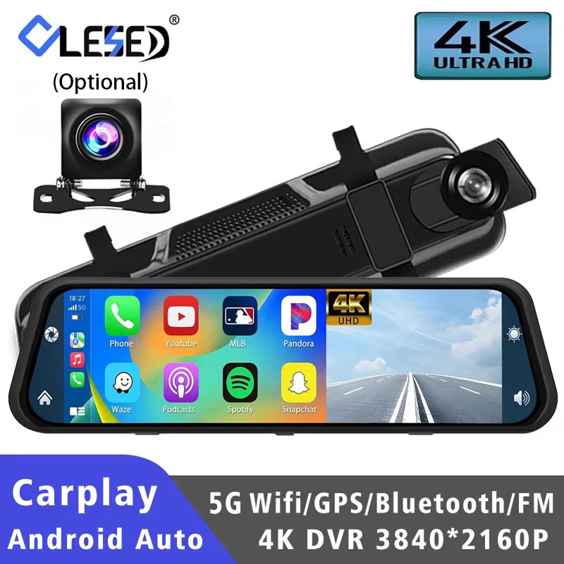 10インチ ダッシュカム 4K 3840*2160P 車 Dvr Carplay Android オート GPS 5G WIFI AUX ストリーム バックミラー ダッシュカムカメラ ドライブレコーダー FM