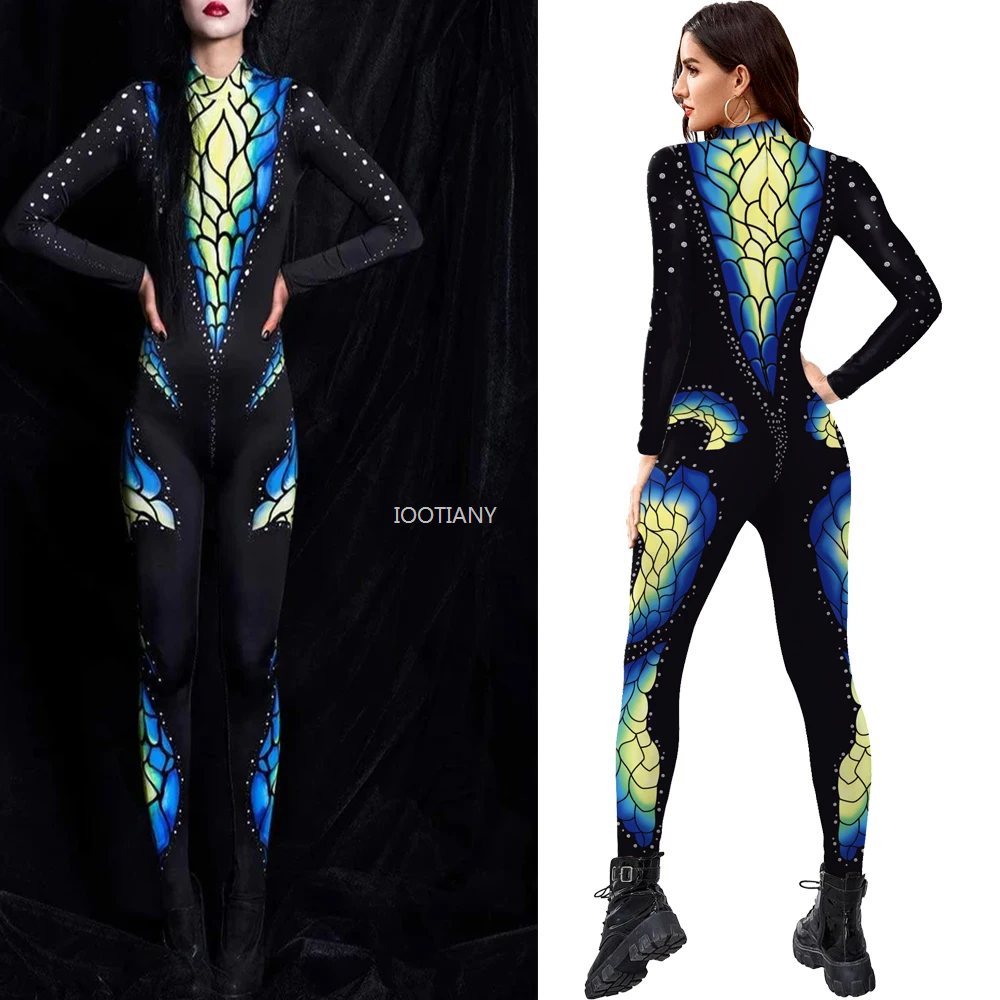 2025 ハロウィンコスプレマーメイド 3D プリントスパンデックス衣装全身タイツ女性のセクシーなジャンプスーツファンシースーツユニセックスボディスーツキャットスーツ