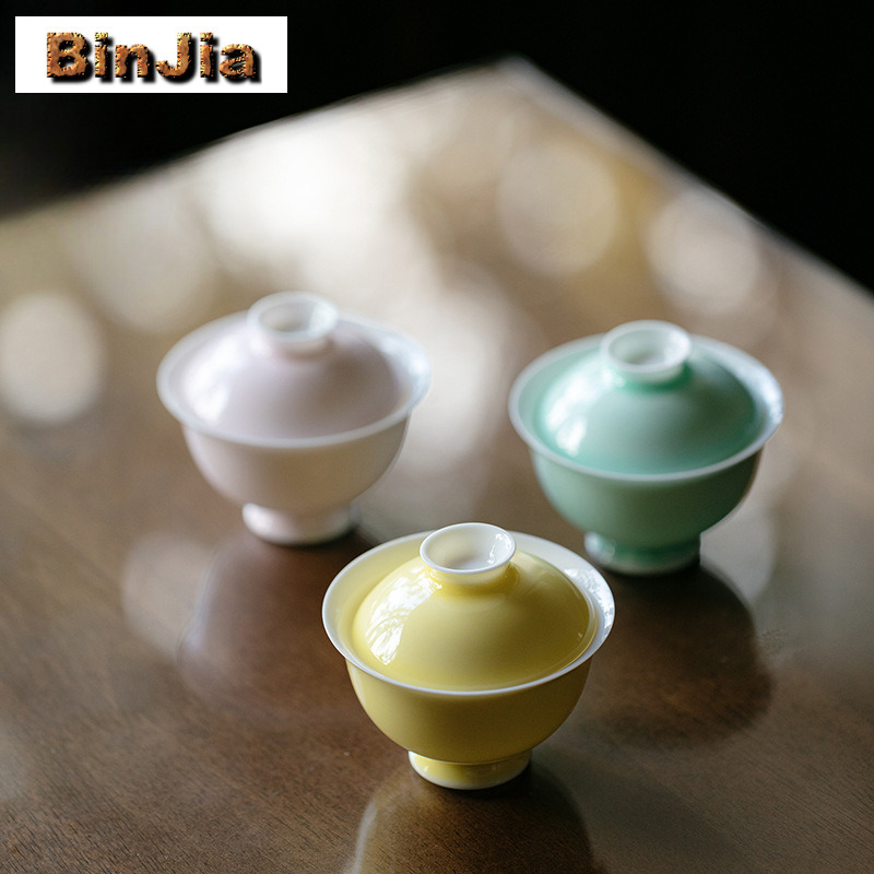 75 ミリリットルモノクロ釉 Gaiwan 高級茶チュリーン家庭用茶ボウル蓋キット茶醸造カバーボウル Cha 用品コレクション