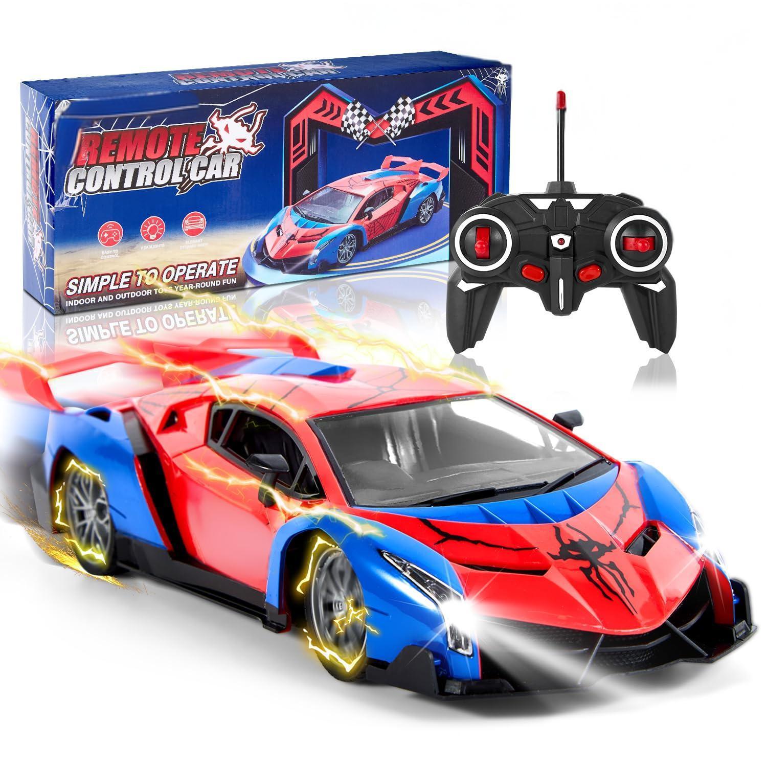 RC スーパーカー 2.4GHz リモコン、スパイダーをテーマにしたレーシングおもちゃ、充電式バッテリー、男の子への最高のギフト