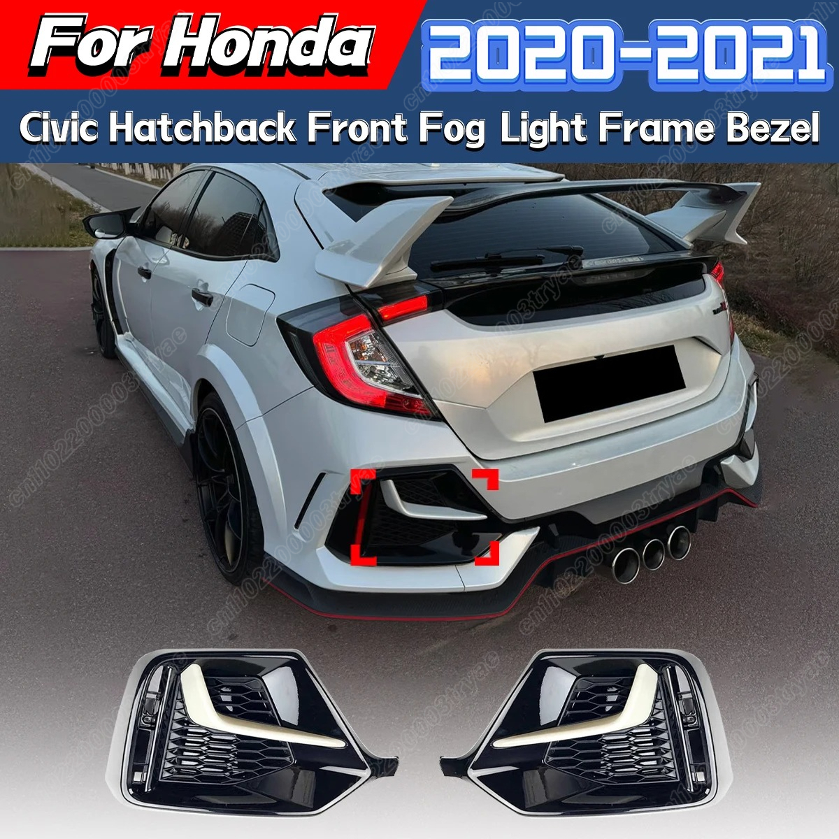 ホンダシビックハッチバック 2020 2021 リアバンパーフォグライトフレームバッフルカバー底保護カバー装飾修正キット